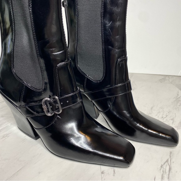 Sam Edelman Suzette Black Patent Chelsea Heeled Bootie 9M - Picture 9 of 14
